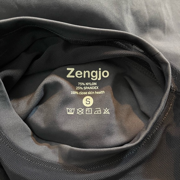 ZENGJO Cropped Top Workout Gray-Blue Sz S - Picture 2 of 3